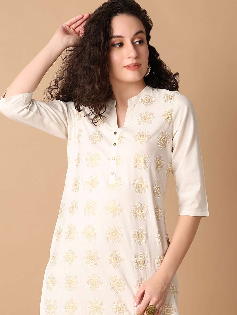 women off-white printed a-line kurta - 21341725 -  Standard Image - 4