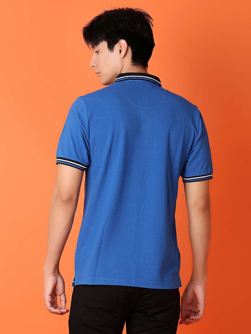 men blue cotton front print t-shirt - 21341728 -  Standard Image - 1