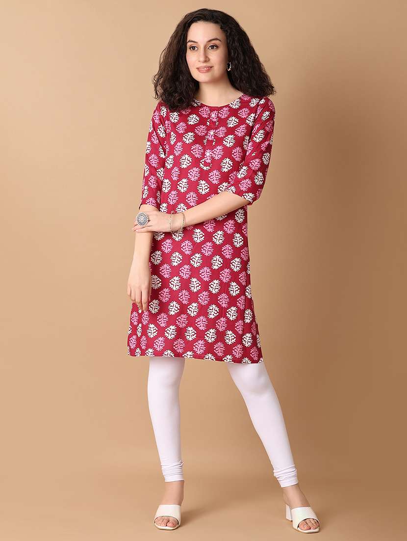 women three quarter sleeve straight kurta - 21341777 -  Standard Image - 4