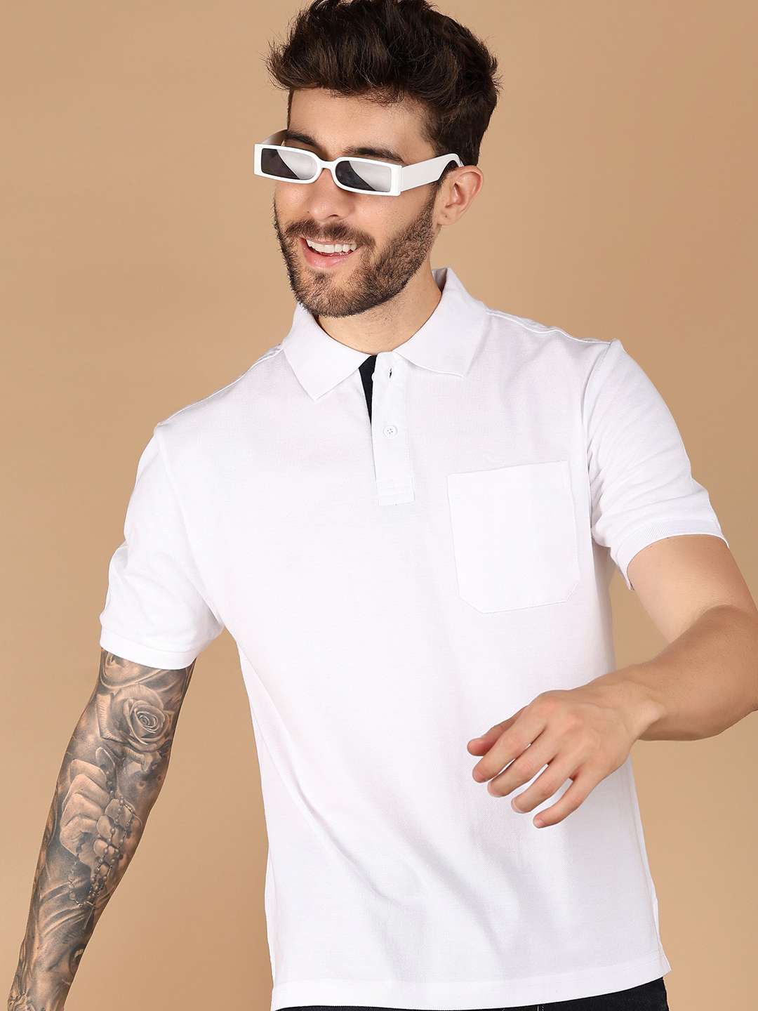 men solid cotton polo t-shirt - 21341790 -  Standard Image - 1