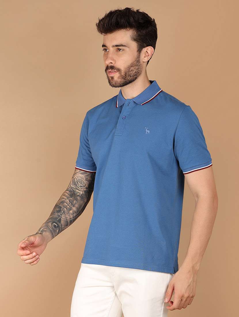 men solid cotton polo t-shirt - 21341795 -  Standard Image - 1