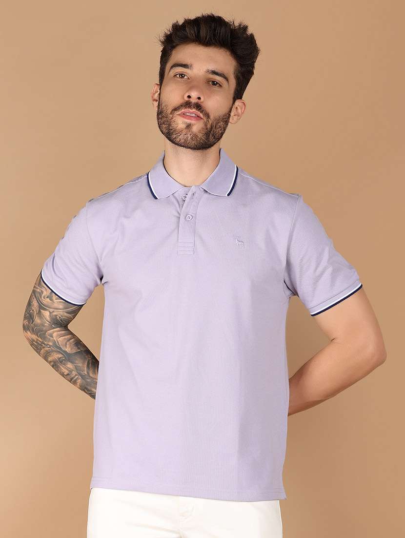 men solid cotton polo t-shirt