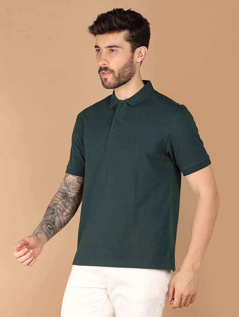 men solid cotton polo t-shirt