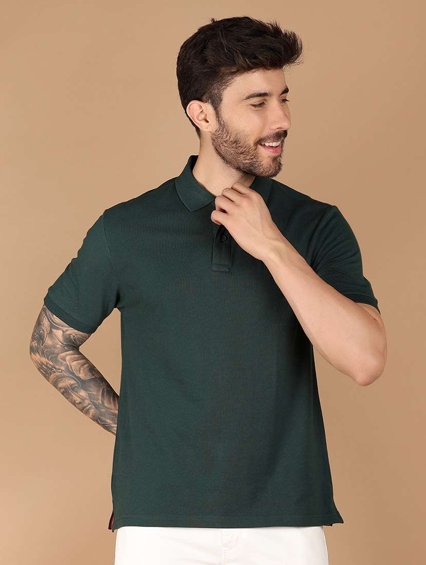 men solid cotton polo t-shirt - 21341797 -  Standard Image - 1