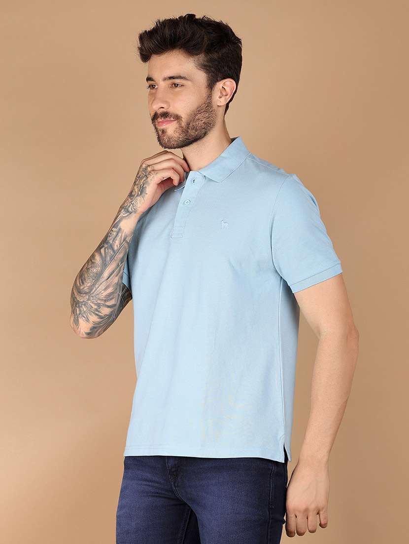 men polo neck solid t-shirt - 21341799 -  Standard Image - 1
