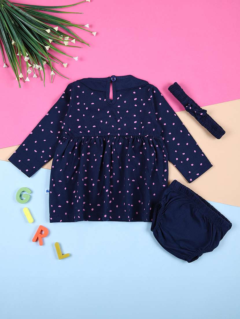girls navy blue printed frock - 21341865 - Standard Image - 1