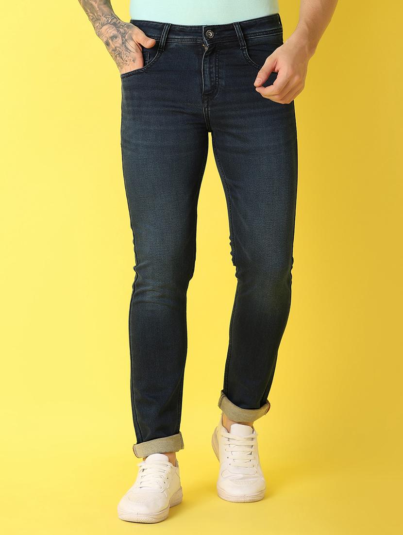 men mid rise plain jeans