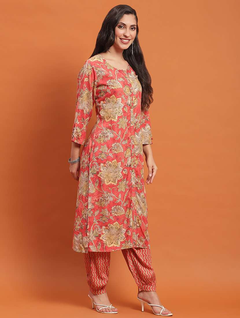 women three quarter sleeve kurta salwar set - 21342316 -  Standard Image - 1