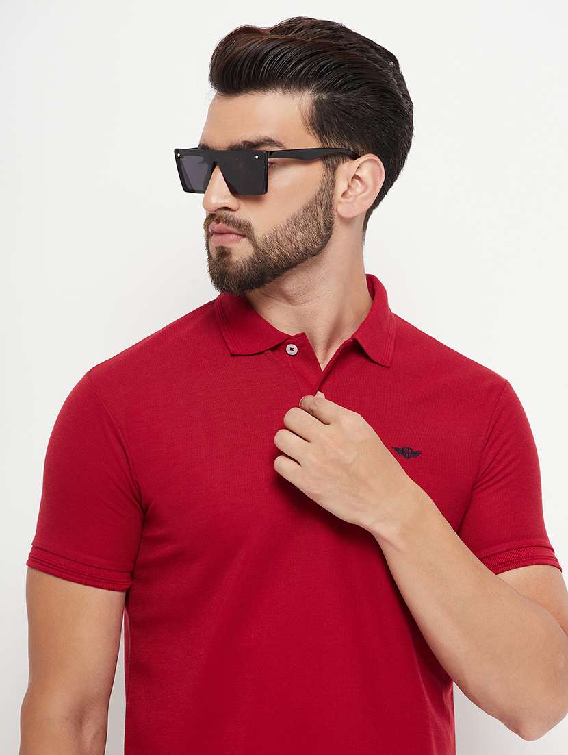 men polo neck solid t-shirt - 21343896 -  Standard Image - 1