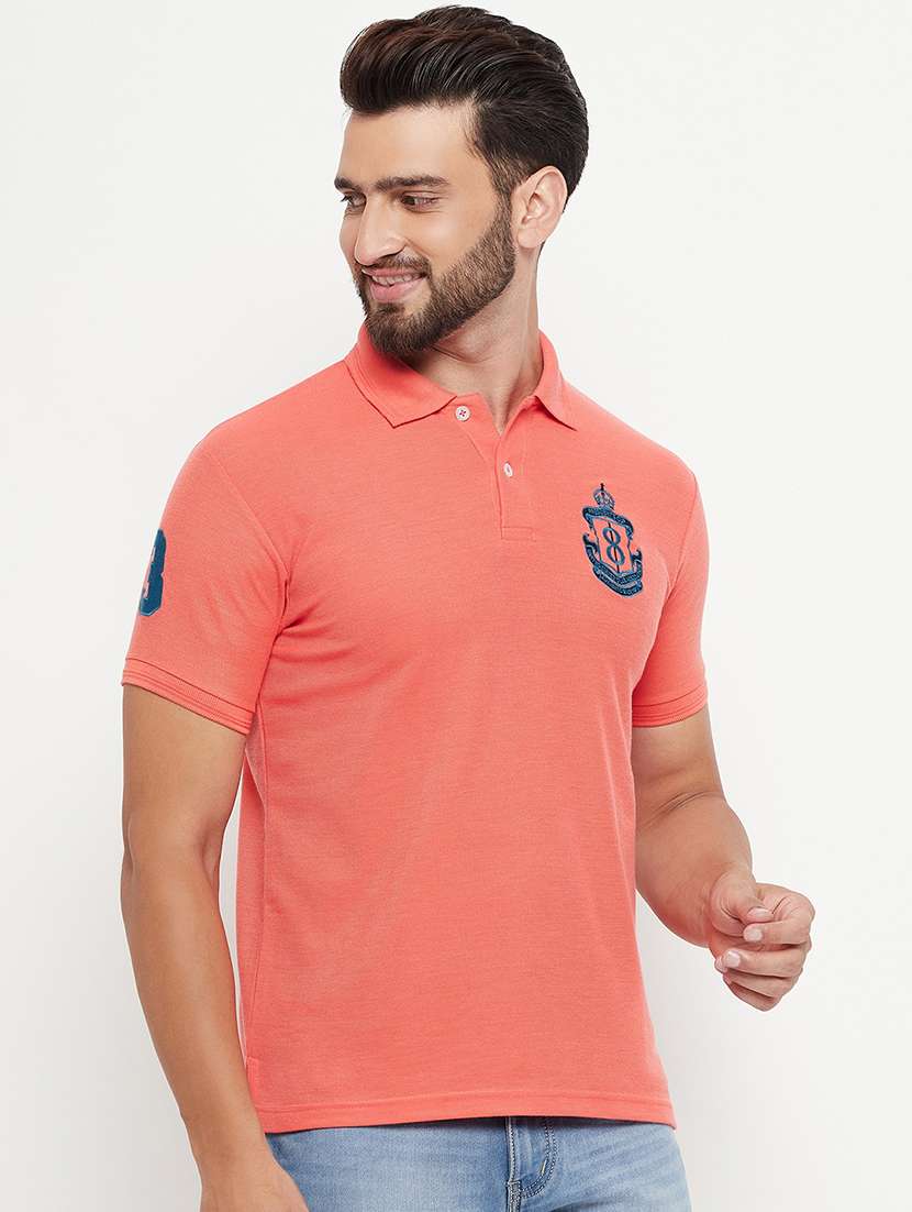 men polo neck placement print t-shirt - 21343907 -  Standard Image - 1