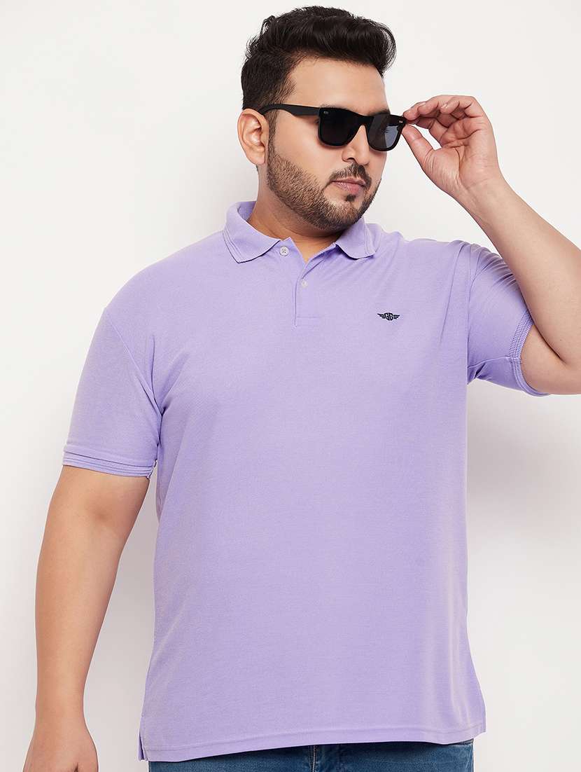 men solid cotton plus polo t-shirt - 21343919 -  Standard Image - 1