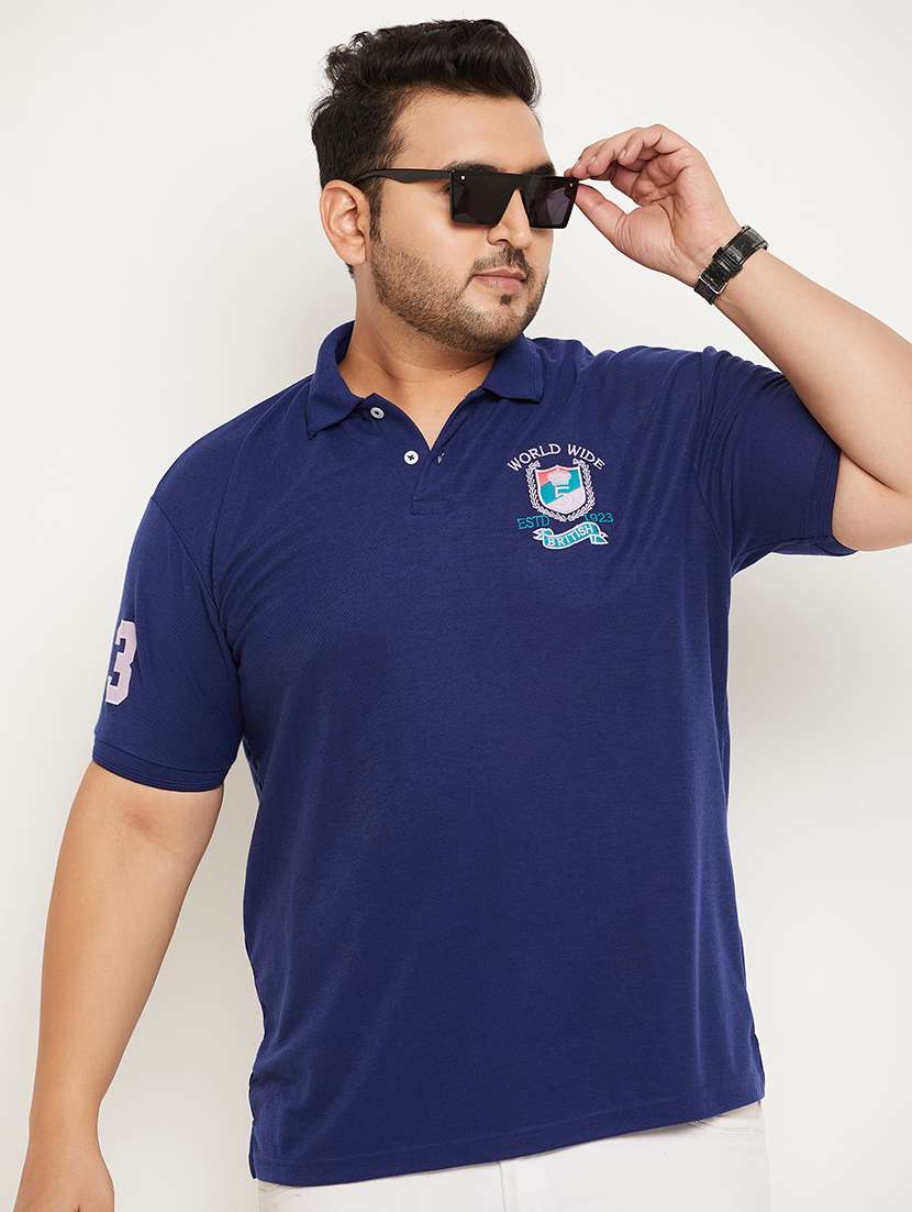 men solids plus size polo neck t-shirts - 21343926 -  Standard Image - 1