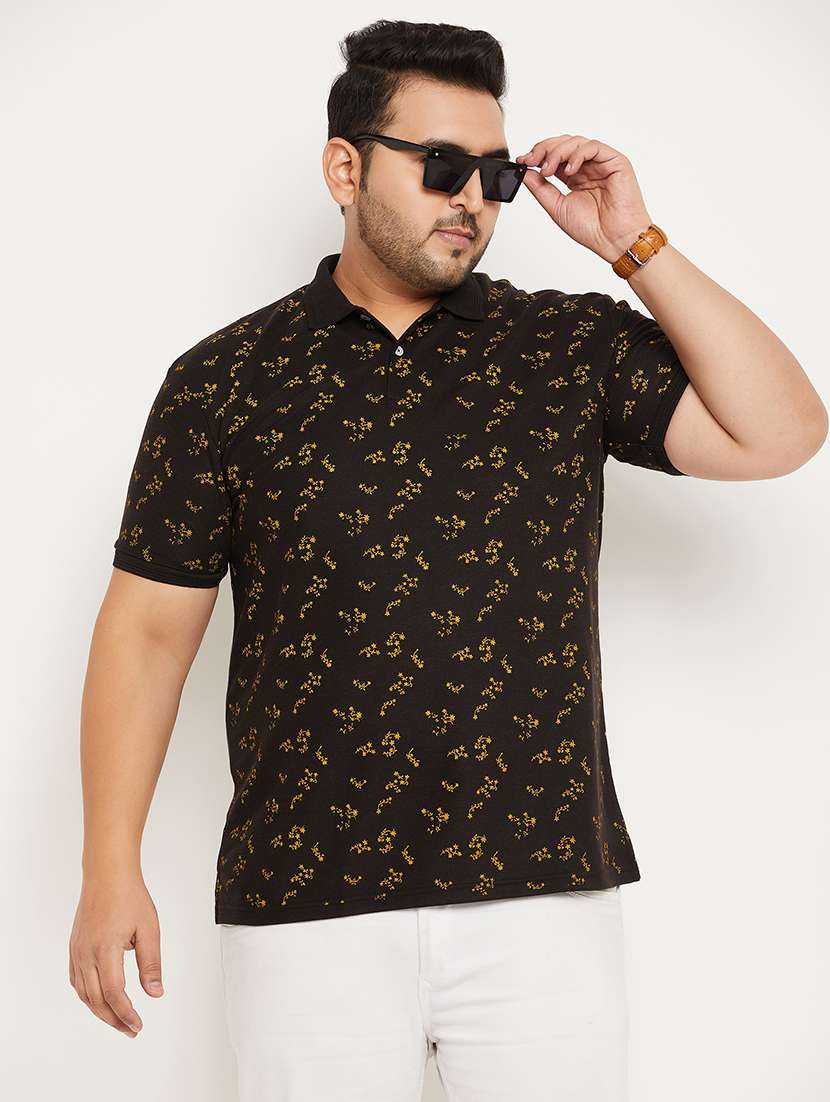 men plus size all over print polo t-shirt - 21343955 -  Standard Image - 1