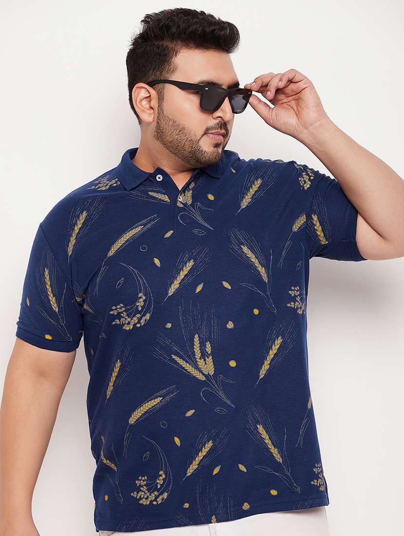 men polo neck printed plus size t-shirt - 21343958 -  Standard Image - 1