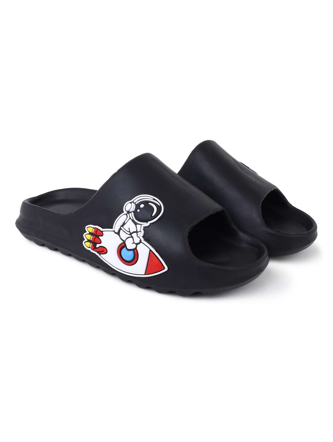 black rubber slip on flip flops - 21343998 -  Standard Image - 1
