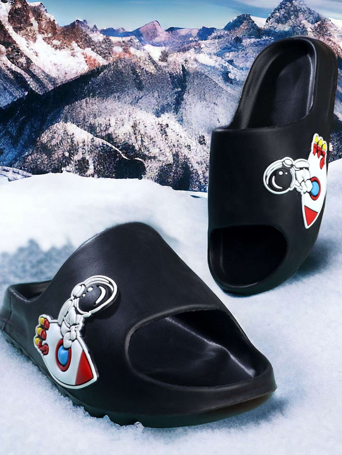 black rubber slip on flip flops - 21343998 -  Standard Image - 4