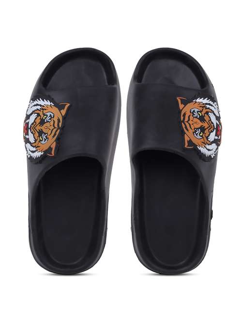 black rubber slip on flip flops - 21344002 - Standard Image - 0