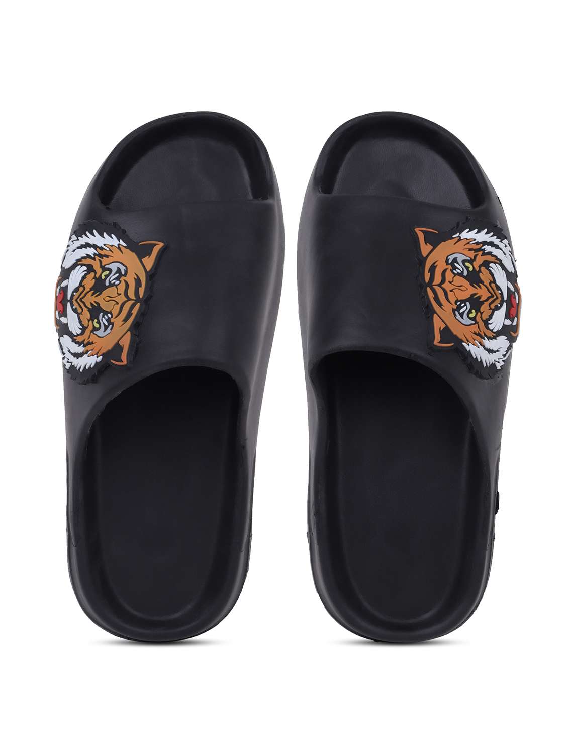black rubber slip on flip flops - 21344002 - Zoom Image - 0