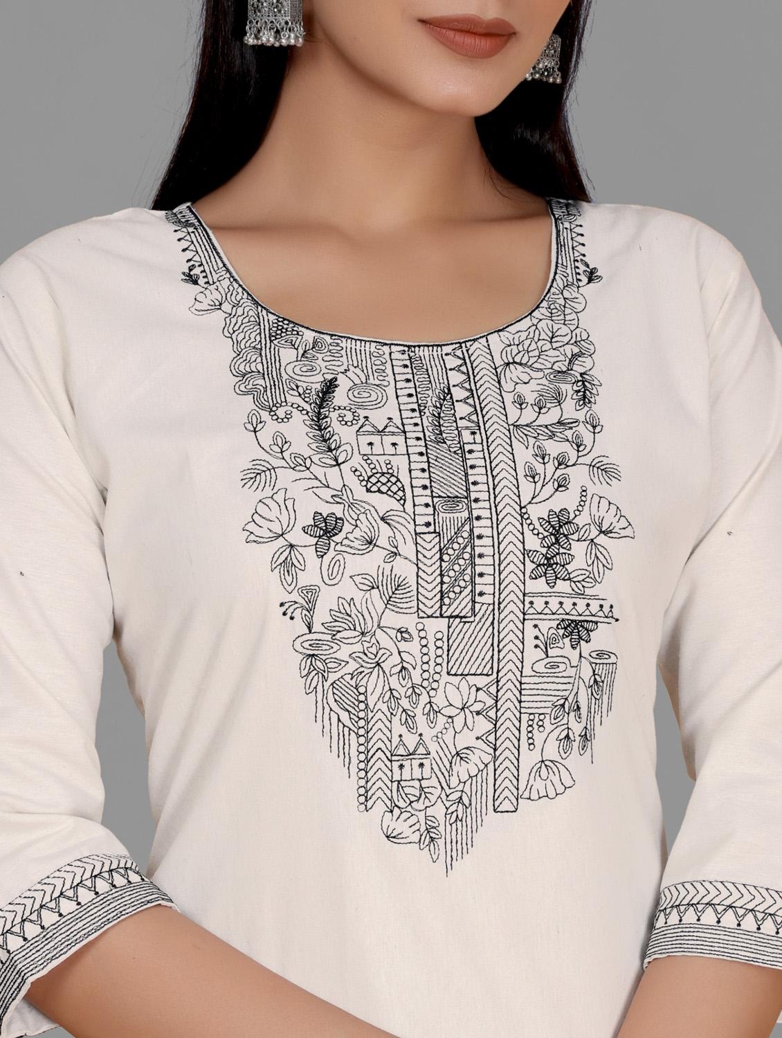 women off white embroidered kurta pant set - 21344032 - Standard Image - 4