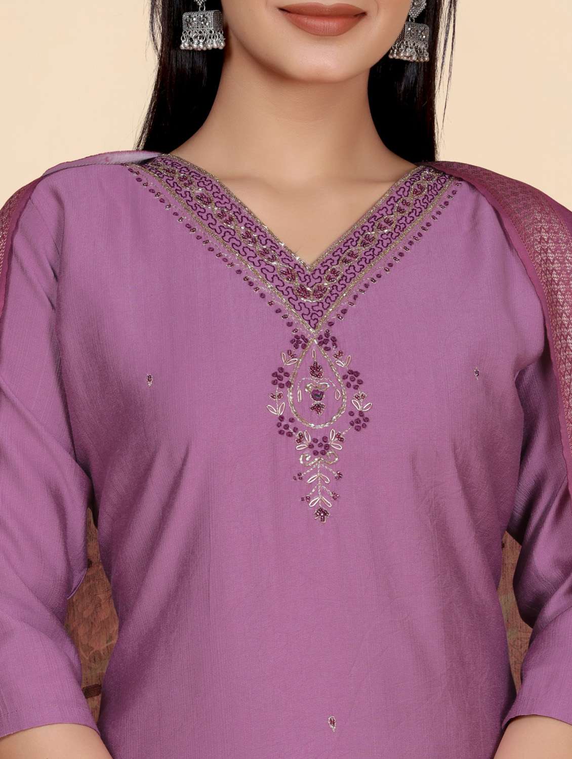 lavender kurta palazzo set - 21344036 - Standard Image - 4