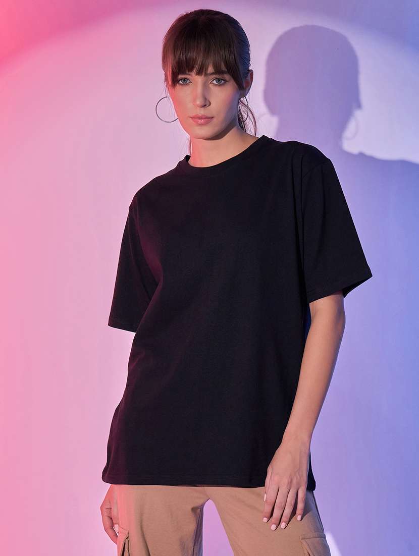women black cotton oversized t-shirt - 21344190 -  Standard Image - 1