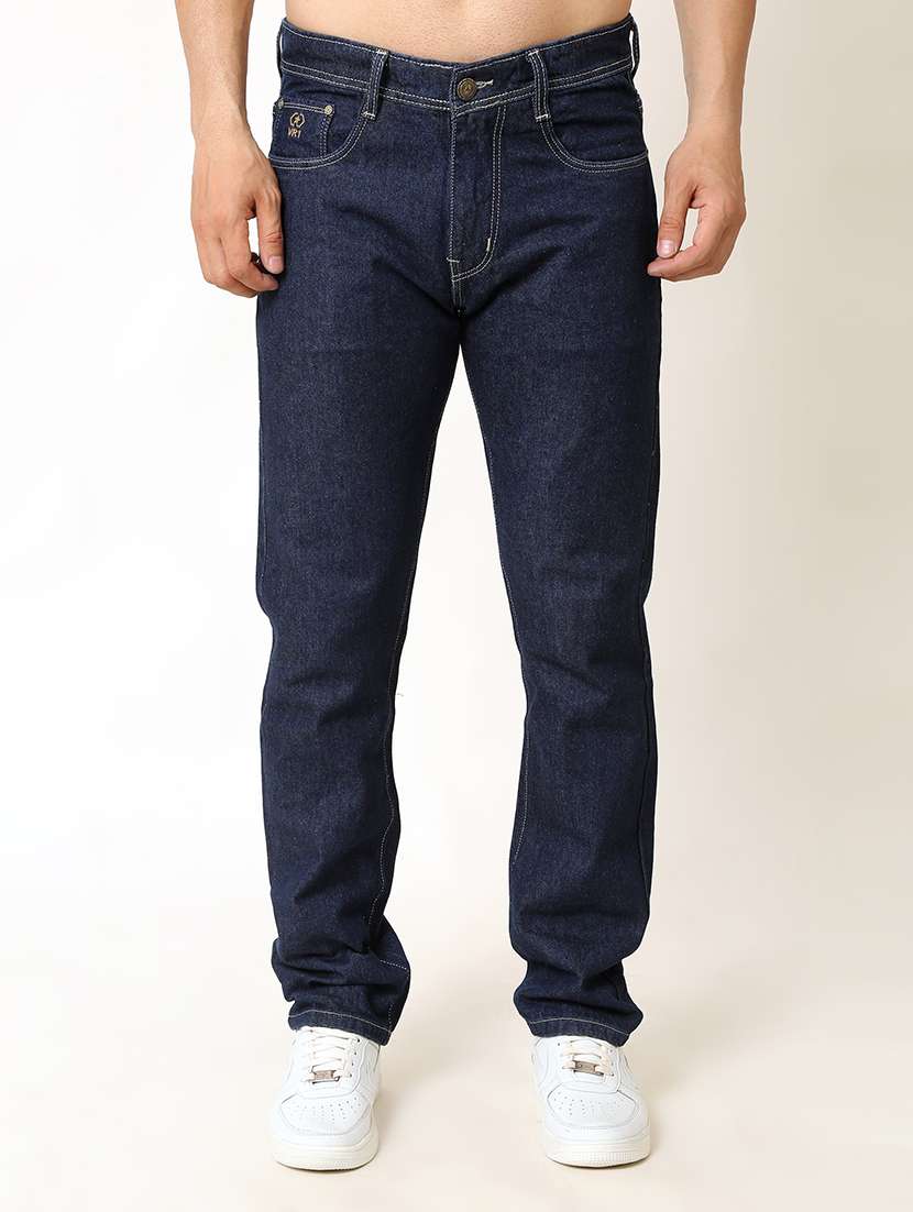 men mid rise plain jeans