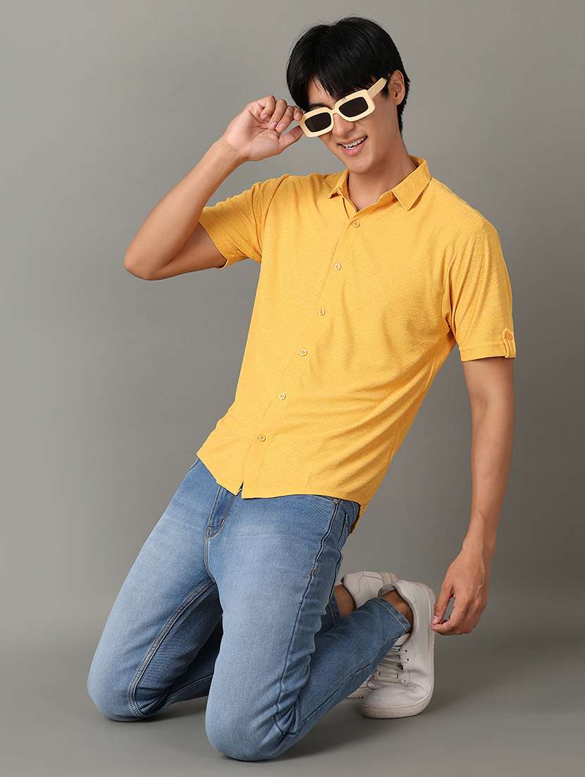 men solid collared short sleeves casual shirt - 21344496 -  Standard Image - 4