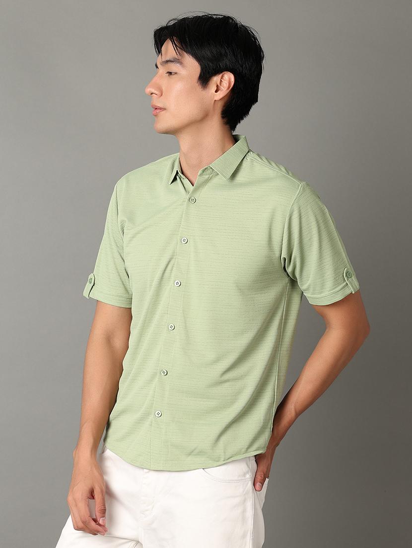 men solid collared short sleeves casual shirt - 21344497 - Standard Image - 1
