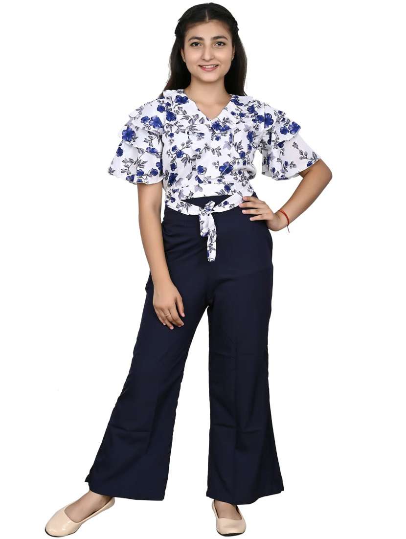 girls floral printed cotton twin set