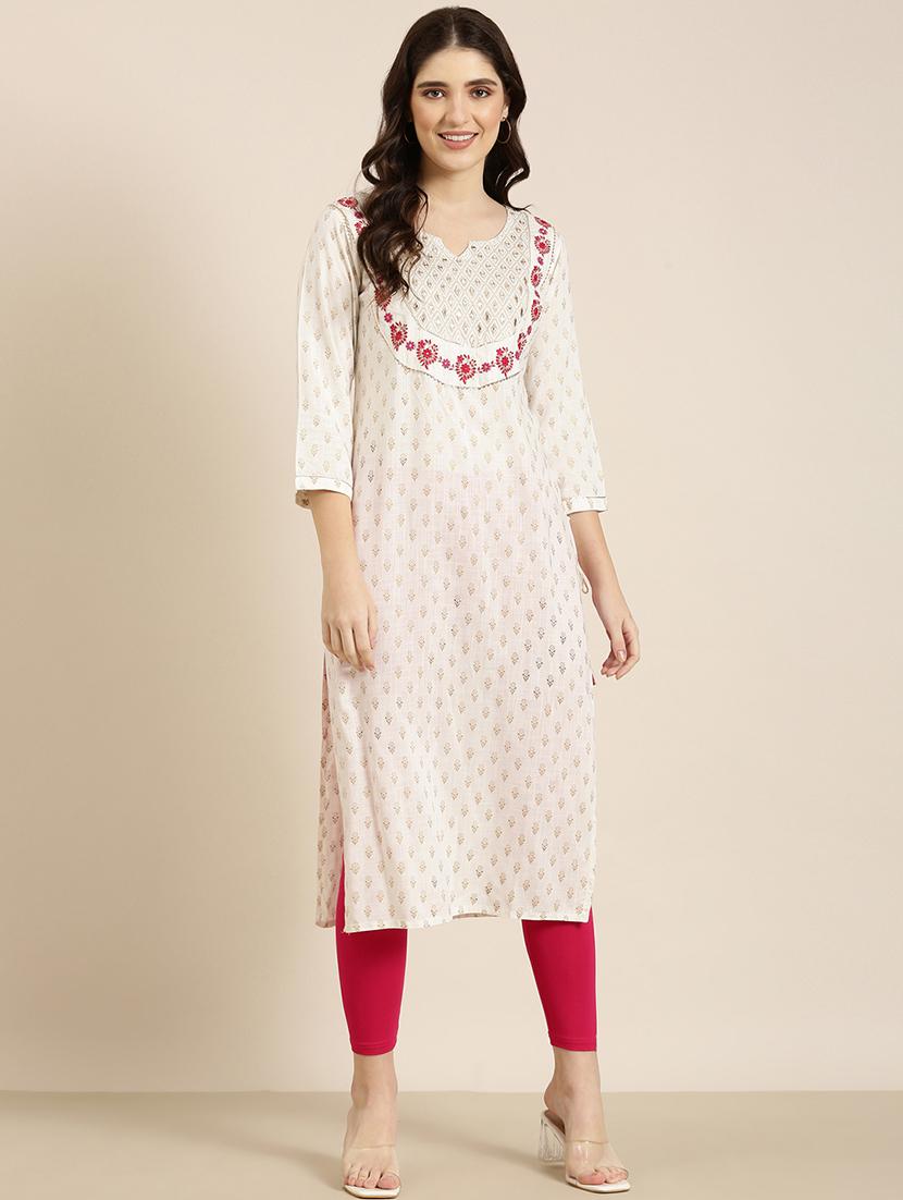 women three quarter sleeve straight kurta - 21344926 - Standard Image - 1