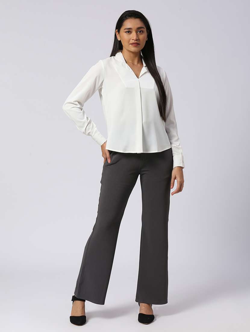 women white cotton blend shirt top - 21345155 -  Standard Image - 4