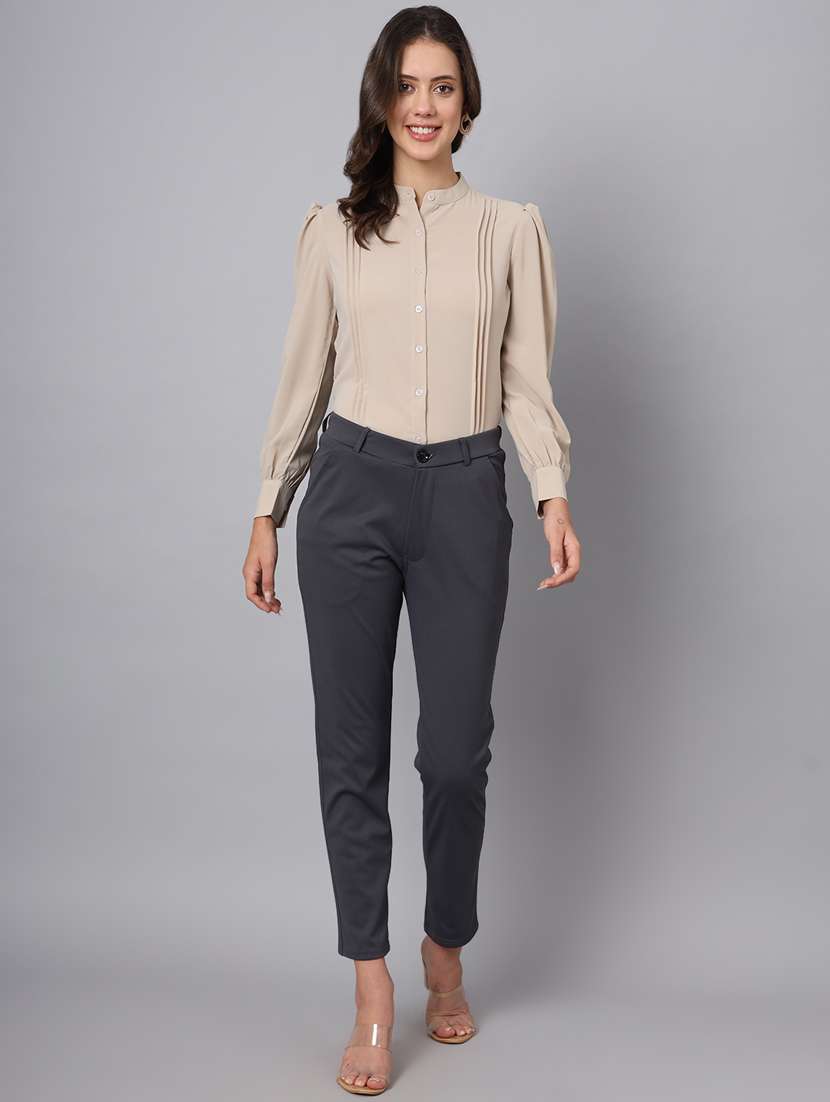 women nude brown cotton blend regular shirt - 21345180 - Standard Image - 4
