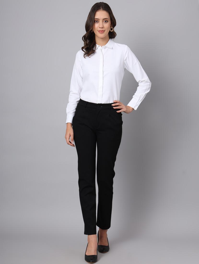 women white cotton blend regular shirt - 21345184 - Standard Image - 4