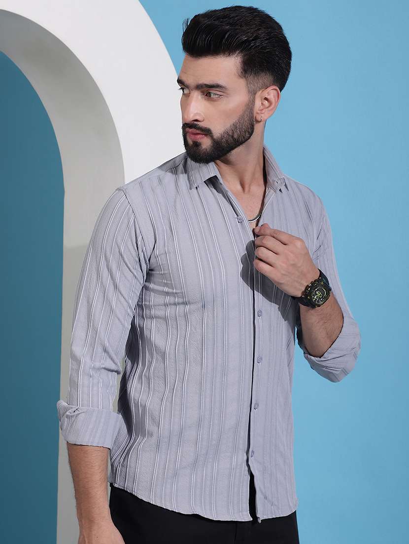 men self design casual shirt