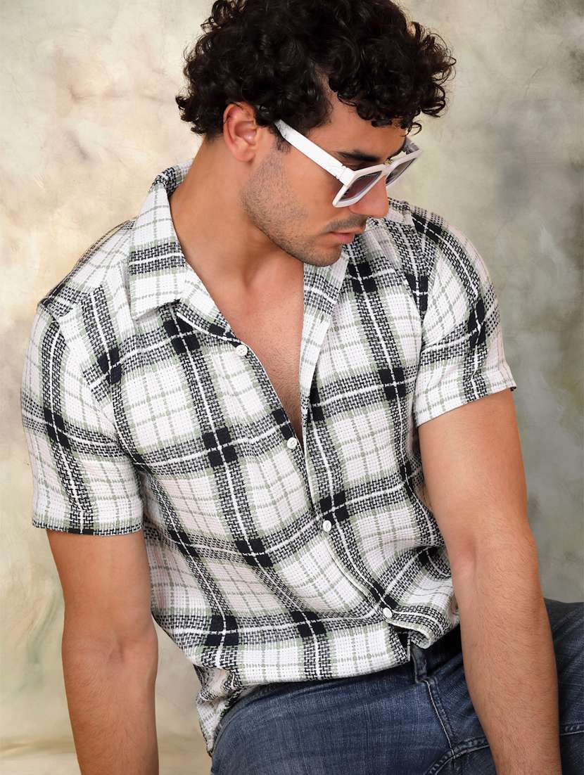 men checkered cotton casual shirt - 21345446 -  Standard Image - 1
