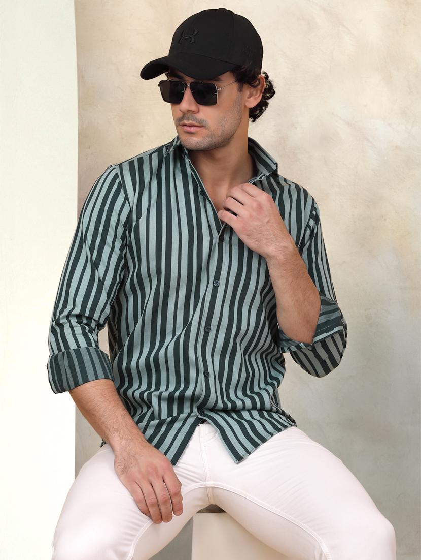 men striped cotton casual shirt