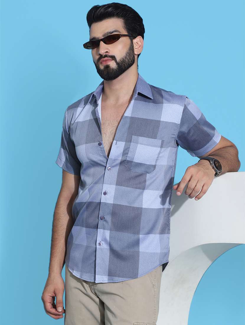 men checkered cotton casual shirt
