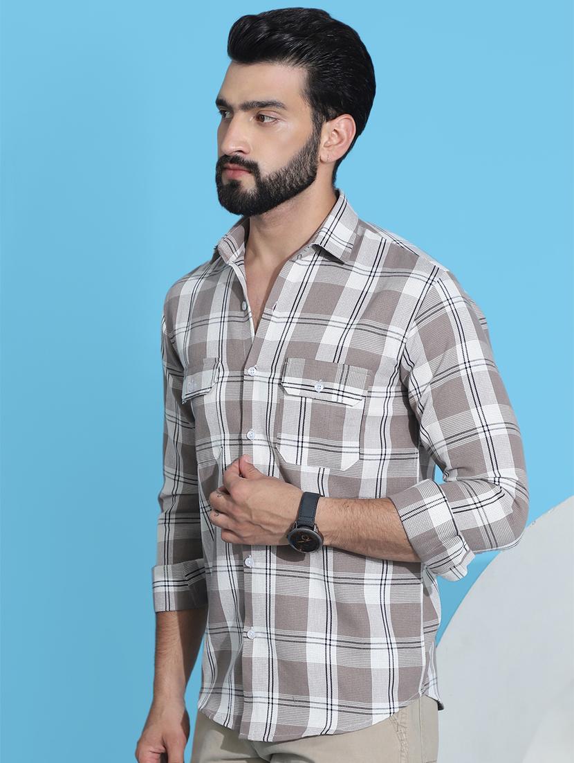 men checkered cotton casual shirt - 21345460 - Standard Image - 1