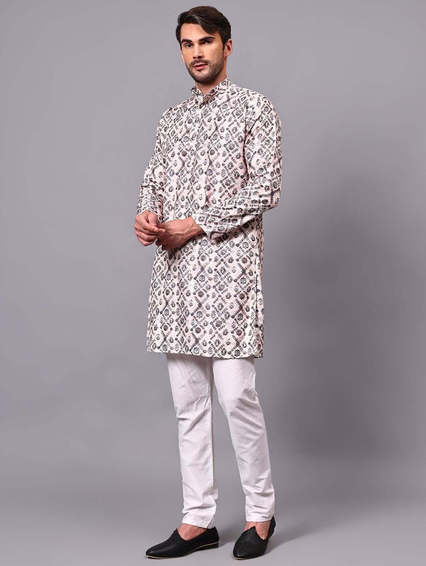 men mandarin neck long sleeve kurta - 21345501 - Standard Image - 1