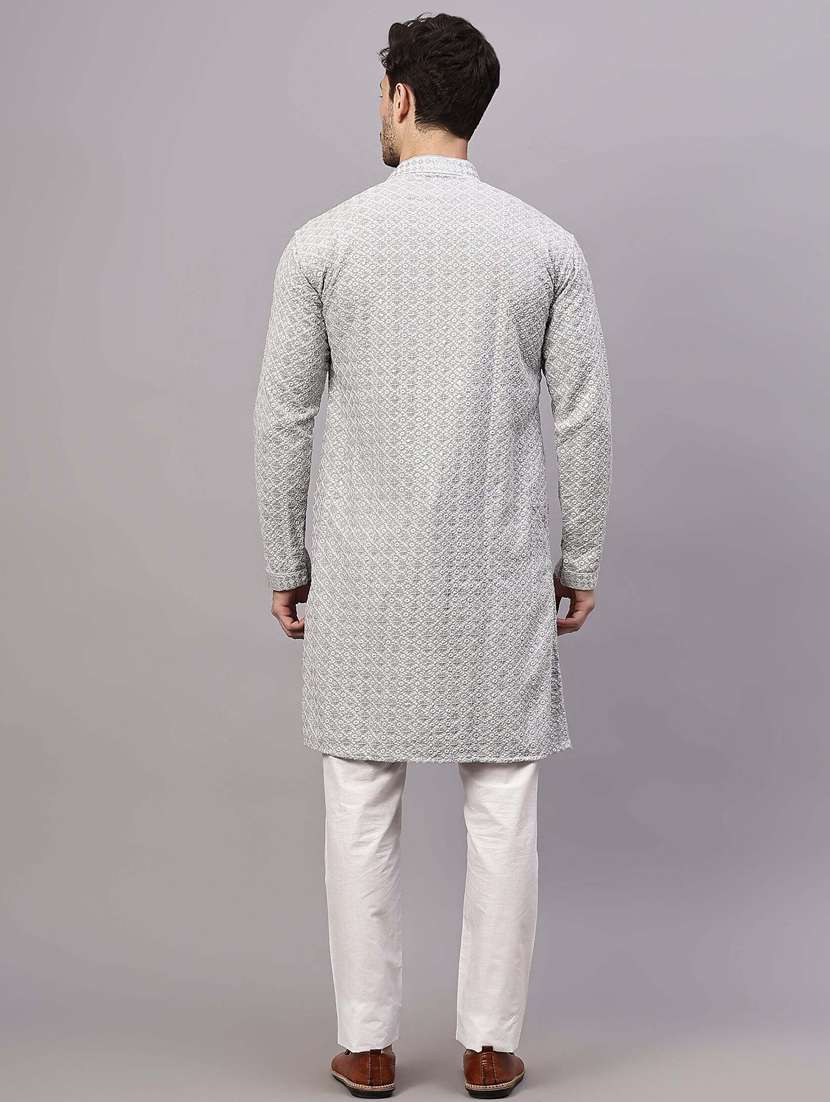 men embroidered long sleeves kurta - 21345515 - Standard Image - 4