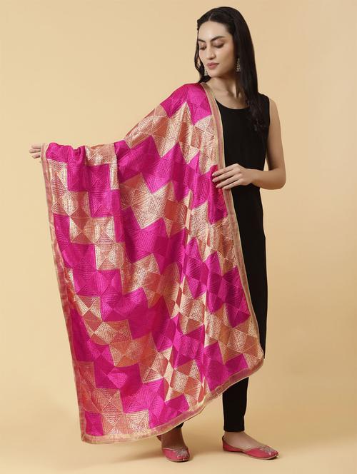 magenta self design dupatta - 21345580 -  Standard Image - 0