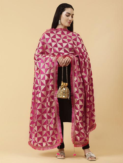magenta self design dupatta - 21345584 -  Standard Image - 0
