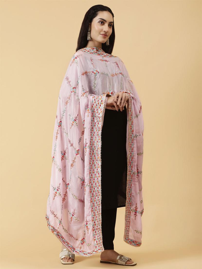 rosewater embroidered dupatta - 21345587 - Standard Image - 1