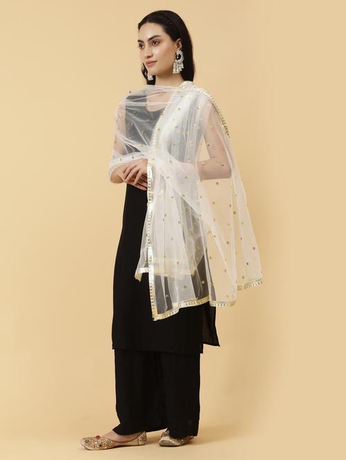 women white sequine work dupatta - 21345606 -  Standard Image - 0