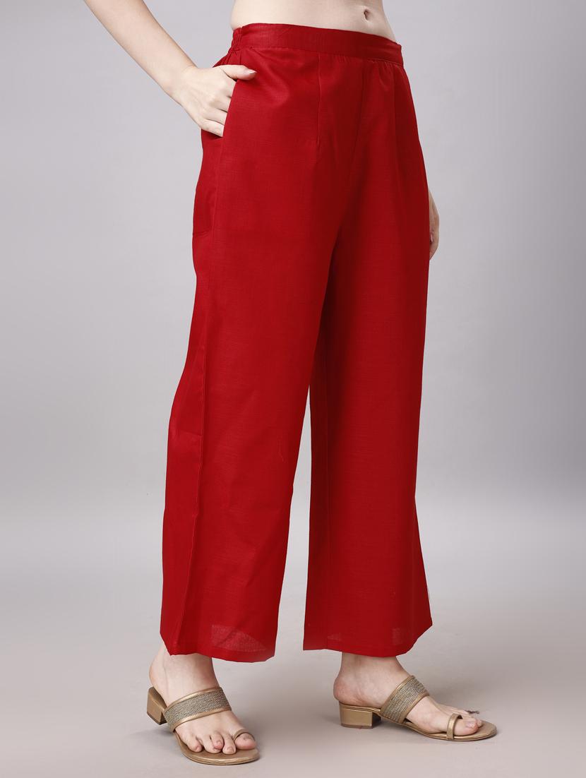 red cotton kurta pant set - 21345651 - Standard Image - 4