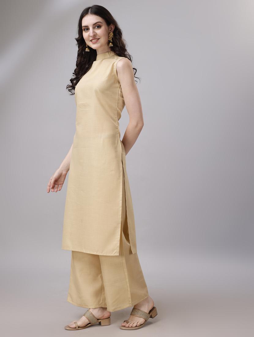 cream cotton kurta pant set - 21345652 - Standard Image - 1