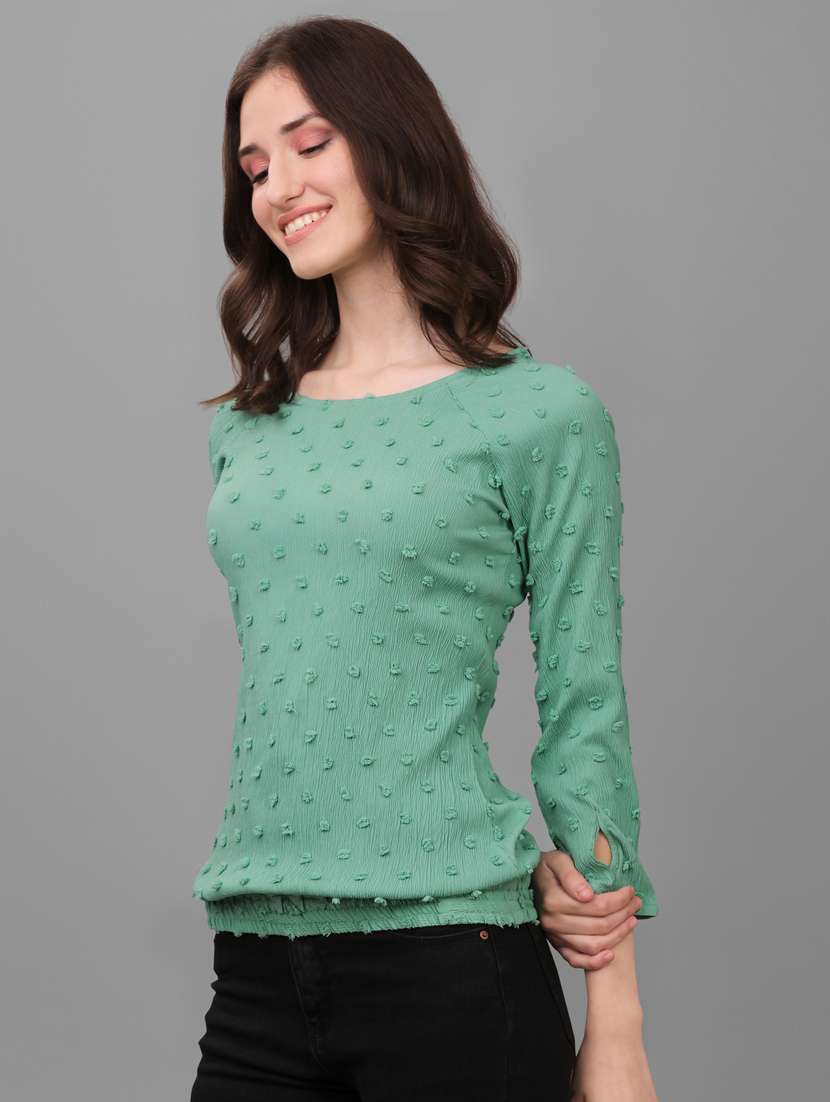women green georgette regular top - 21345674 - Standard Image - 1