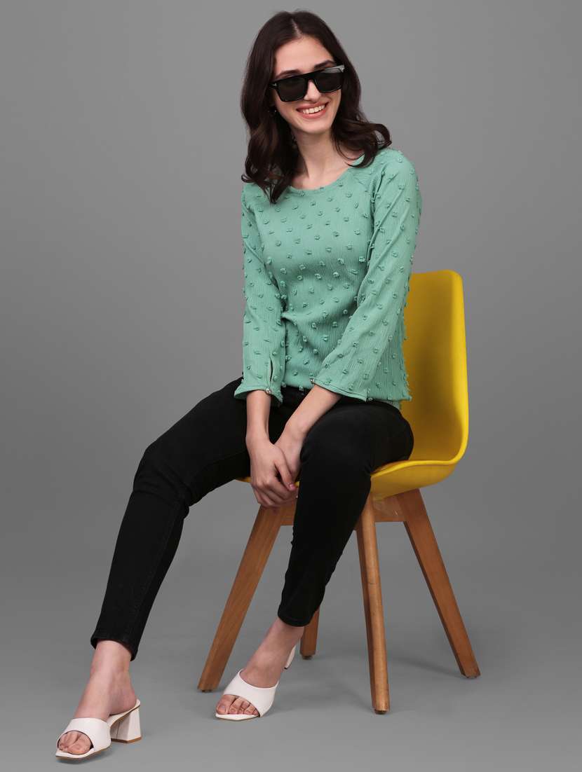 women green georgette regular top - 21345674 - Standard Image - 4