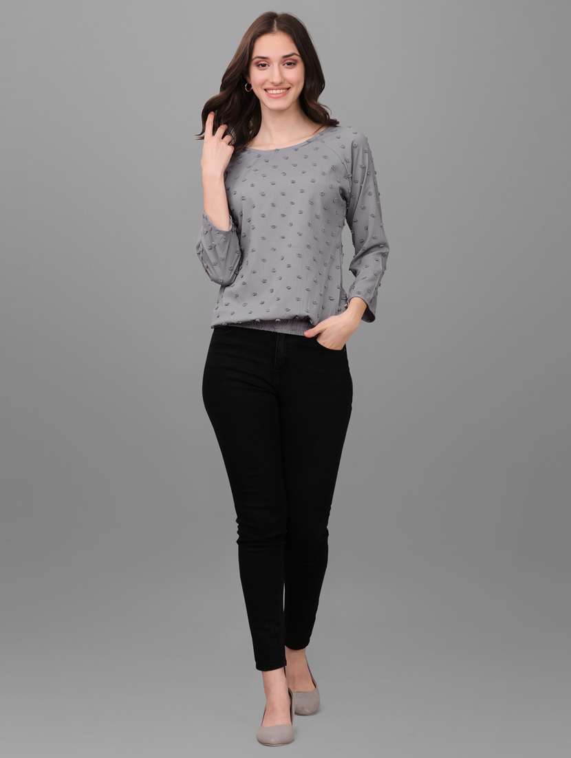 women grey georgette regular top - 21345676 - Standard Image - 4