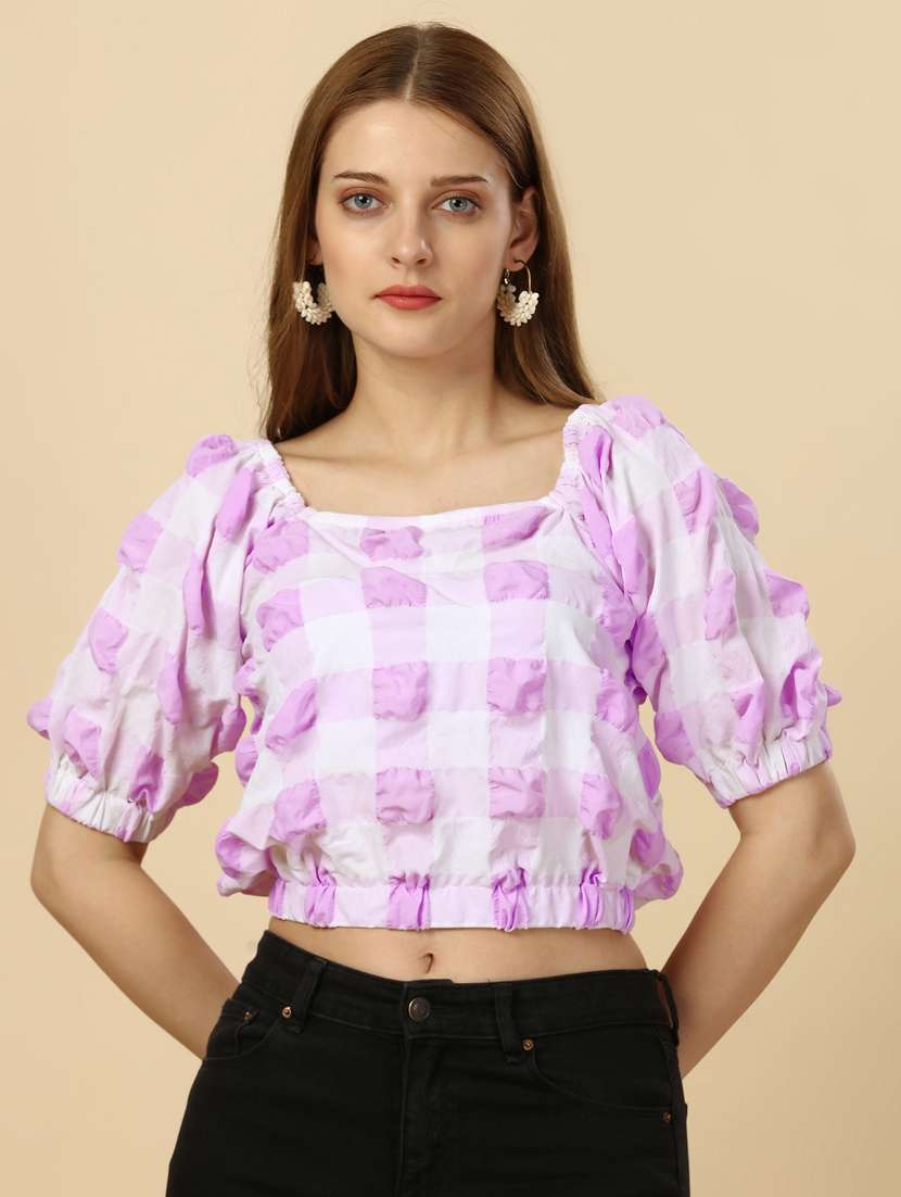 women purple silk blend crop top - 21345678 -  Standard Image - 1